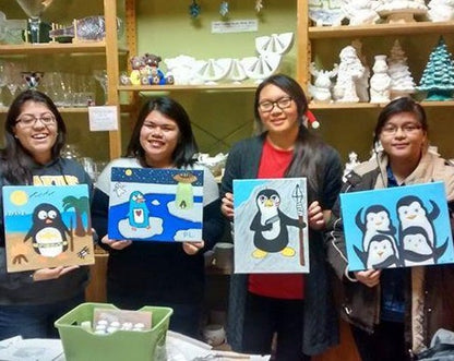 4 Friends Holding up Their finishes Penguin Canvas