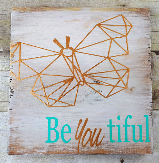 Geo Butterfly Vinyl Cut Out, Be-You-tiful