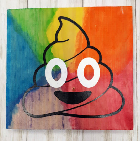 Poop Emoji Wood Art