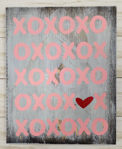 XOXO Heart Wood Art