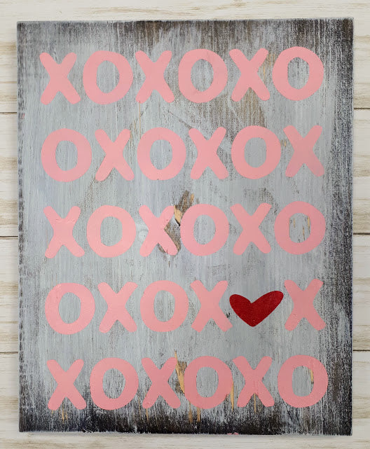 XOXO Heart Wood Art