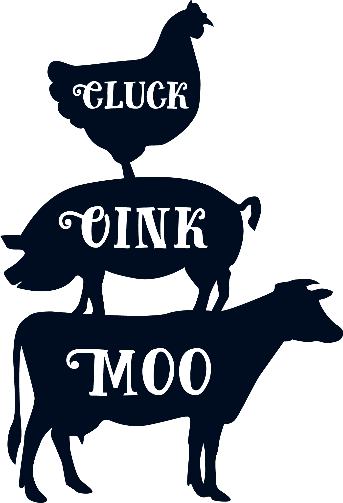 Cluck Oink Moo Wood Art