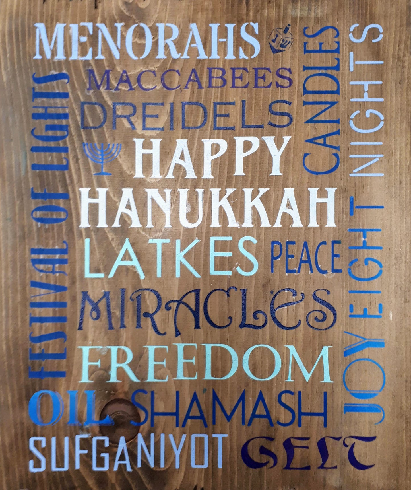 Happy Hanukkah Subway Wood Art